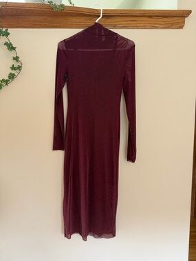 wild fable Long-Sleeve Burgundy Midi Bodycon Dress